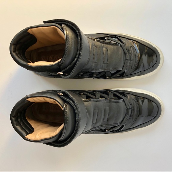Bally Men Black Patent High-Top Sneakers, sz 11 US - Picture 2 of 8